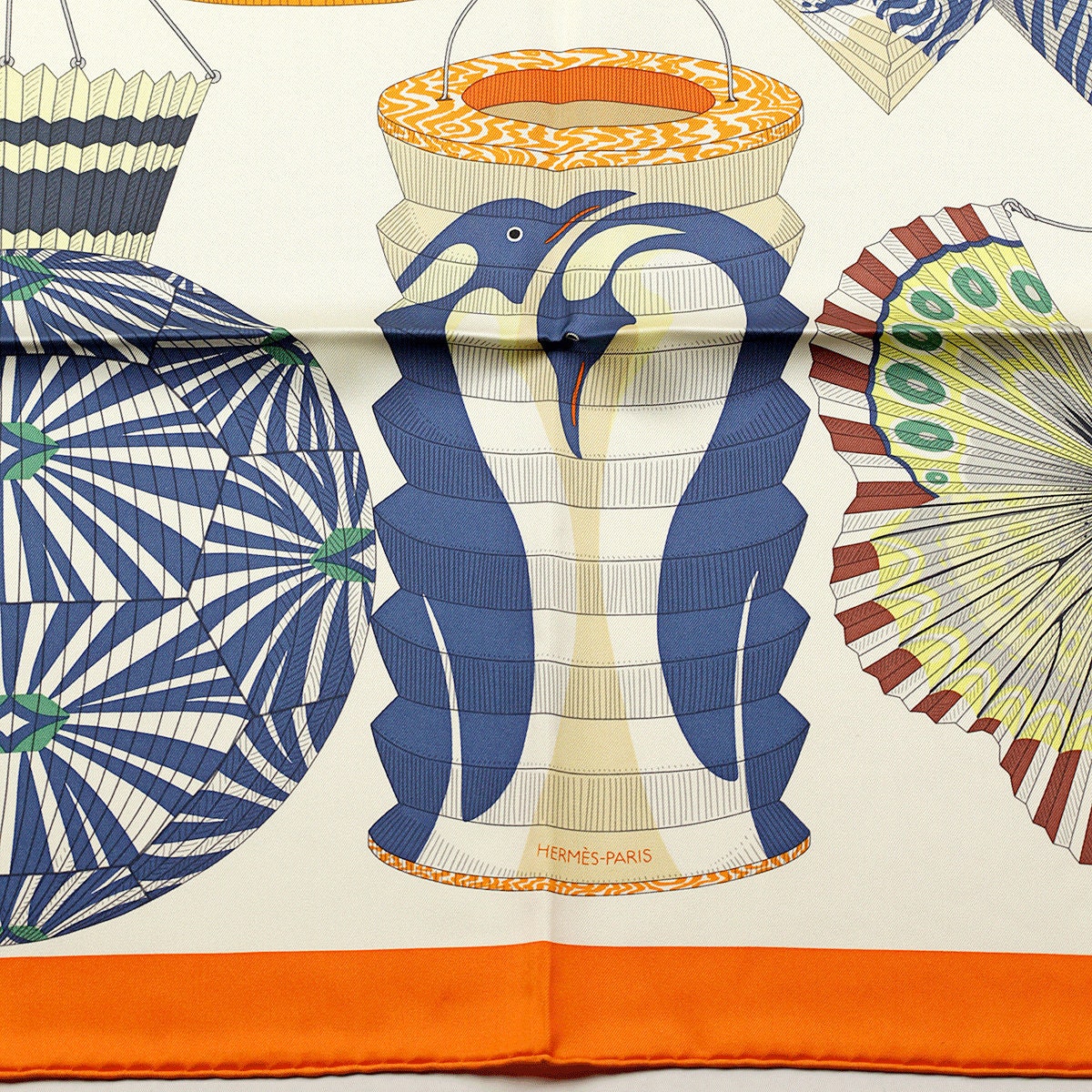 Hermes Scarf "Lanternes, Ballons et Cocardes" by Katie Scott 90cm Silk | NWT