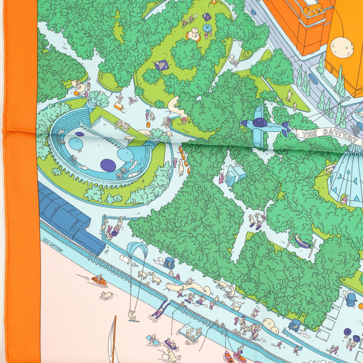 Hermes Scarf "The Battery New York" by Ugo Gattoni 90cm Silk | Foulard Carre