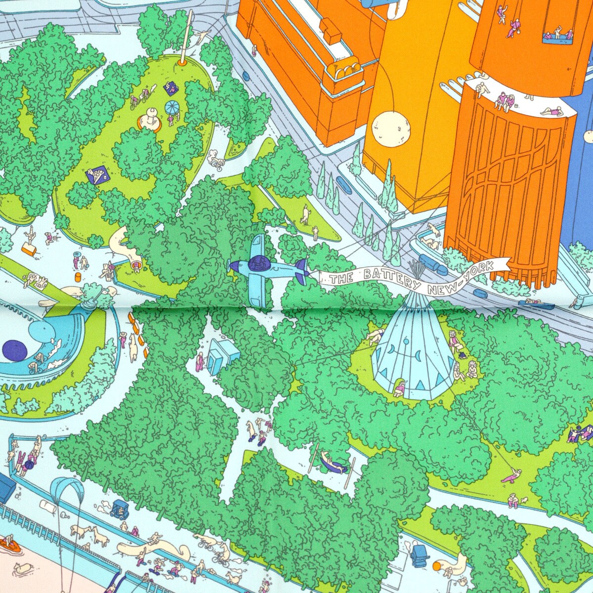 Hermes Scarf "The Battery New York" by Ugo Gattoni 90cm Silk | Foulard Carre
