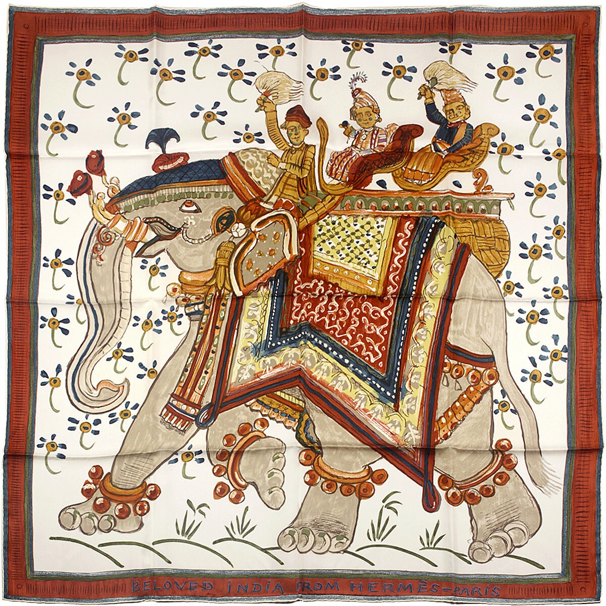 Hermes Scarf "Beloved India" by Philippe Dumas 90cm Silk | Carre Foulard