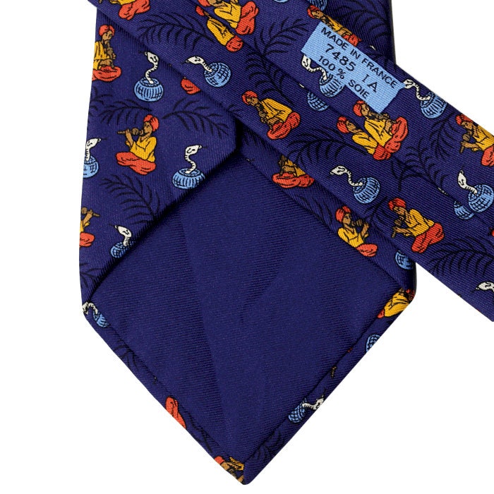 Hermes Men's Silk Tie Snake Charmers Pattern 7485 | Necktie Cravate