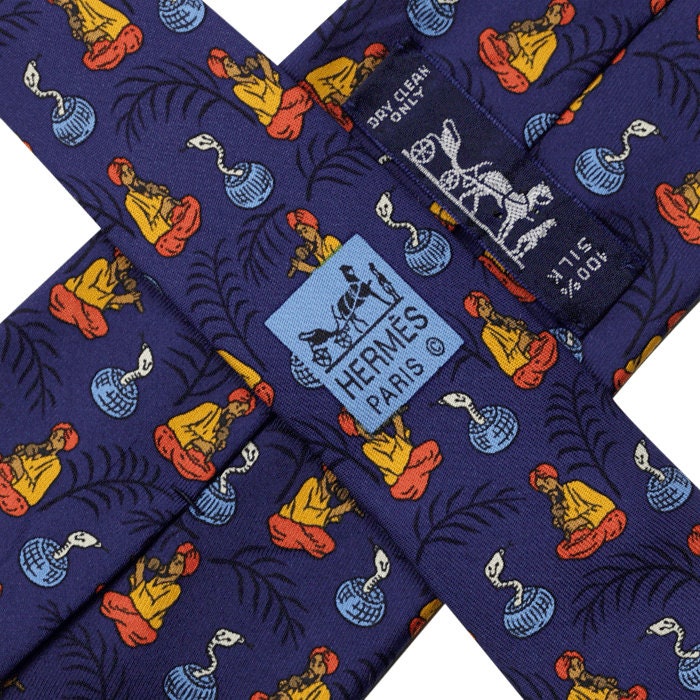Hermes Men's Silk Tie Snake Charmers Pattern 7485 | Necktie Cravate