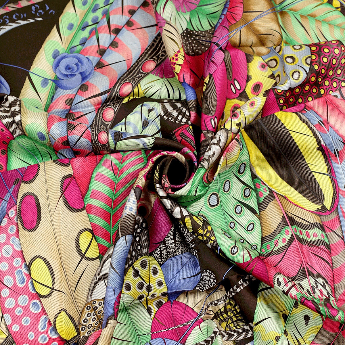 Hermes Scarf "Plumes en Fete" by Aline Honoré 90cm Silk | Carre Foulard