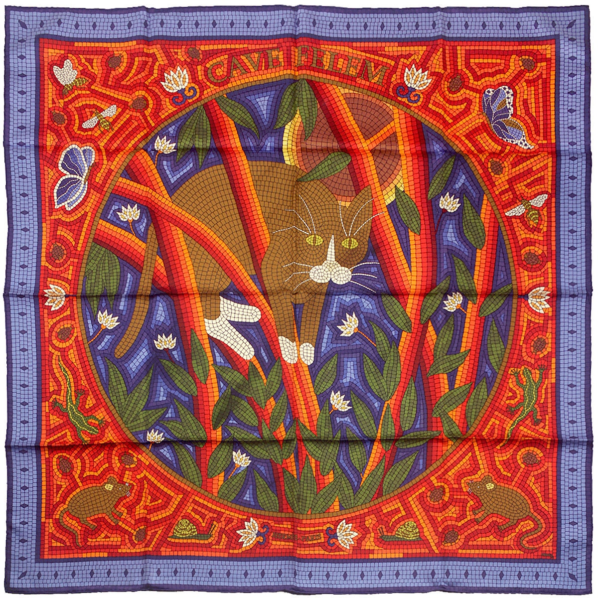 Hermes Scarf "Cave Felem" by Christine Henry 90cm Silk | Foulard Carre