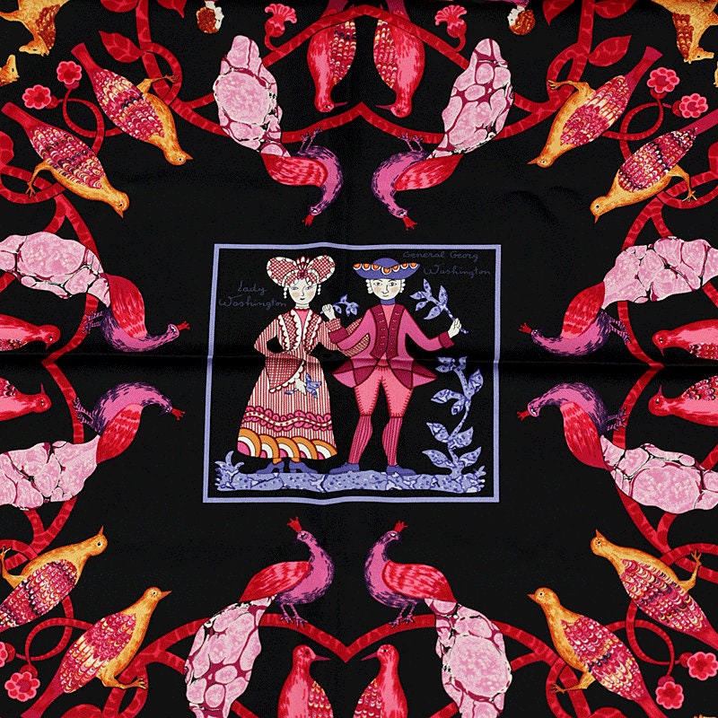 Hermes Scarf "Early America" by Françoise De La Perriere 90cm Silk