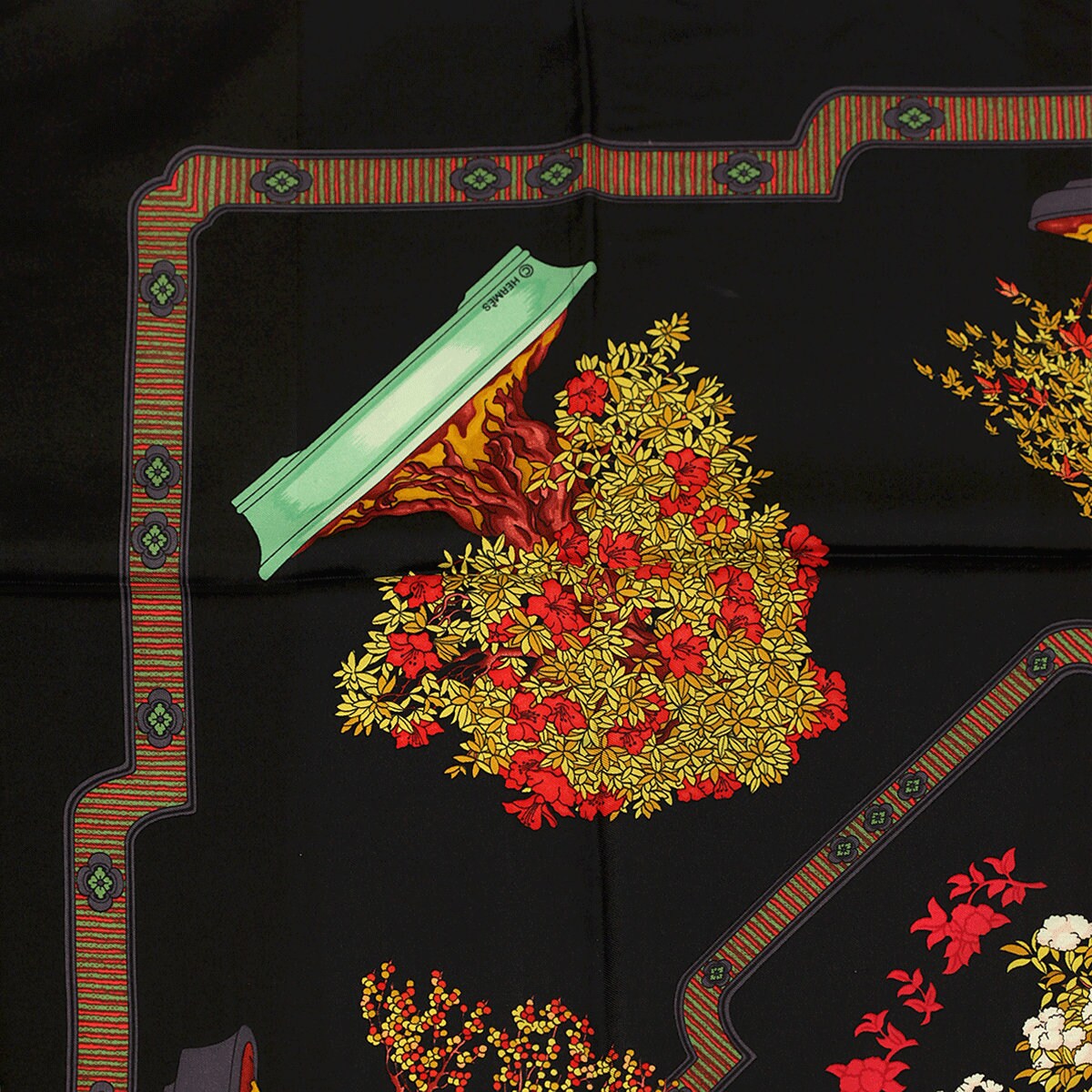 Hermes Scarf "Les Beaux Jours de Bonsai" by Catherine Baschet 90cm Silk | Carre Foulard