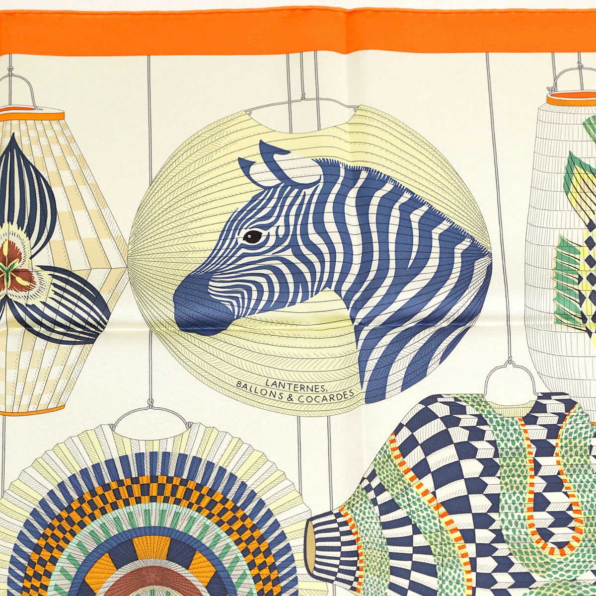 Hermes Scarf "Lanternes, Ballons et Cocardes" by Katie Scott 90cm Silk | NWT