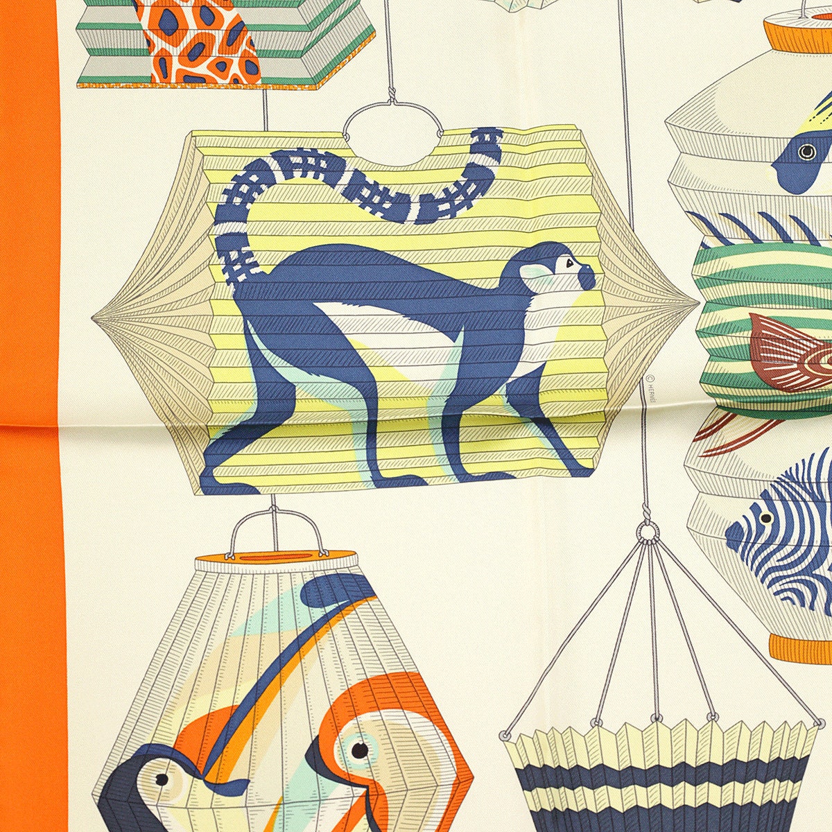 Hermes Scarf "Lanternes, Ballons et Cocardes" by Katie Scott 90cm Silk | NWT