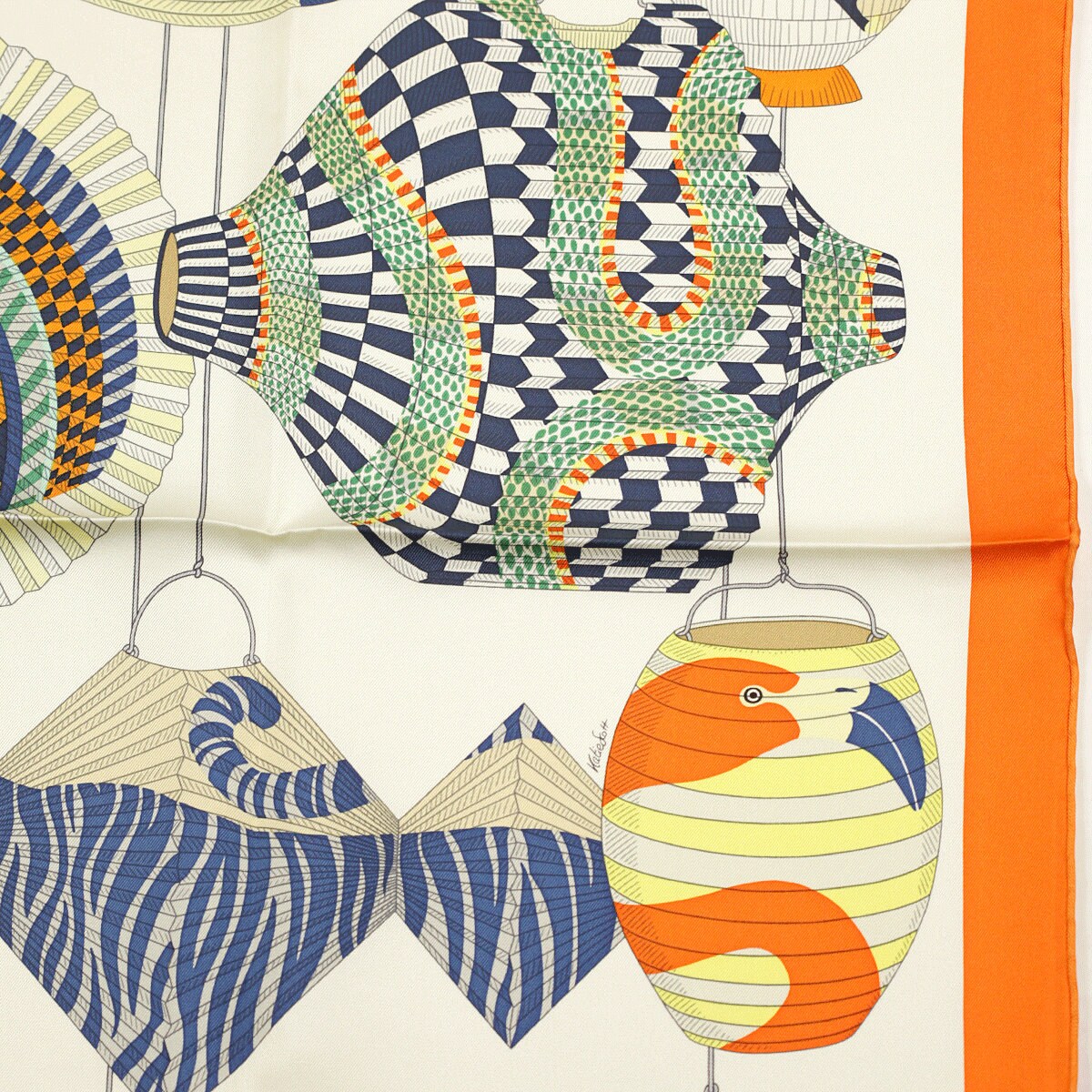 Hermes Scarf "Lanternes, Ballons et Cocardes" by Katie Scott 90cm Silk | NWT