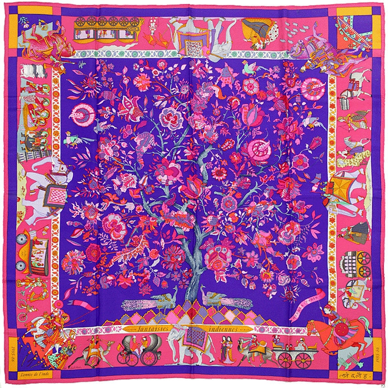 Hermes Scarf "Fantaisies Indiennes" by Loïc Dubigeon Vintage 90cm Silk | Carre Foulard
