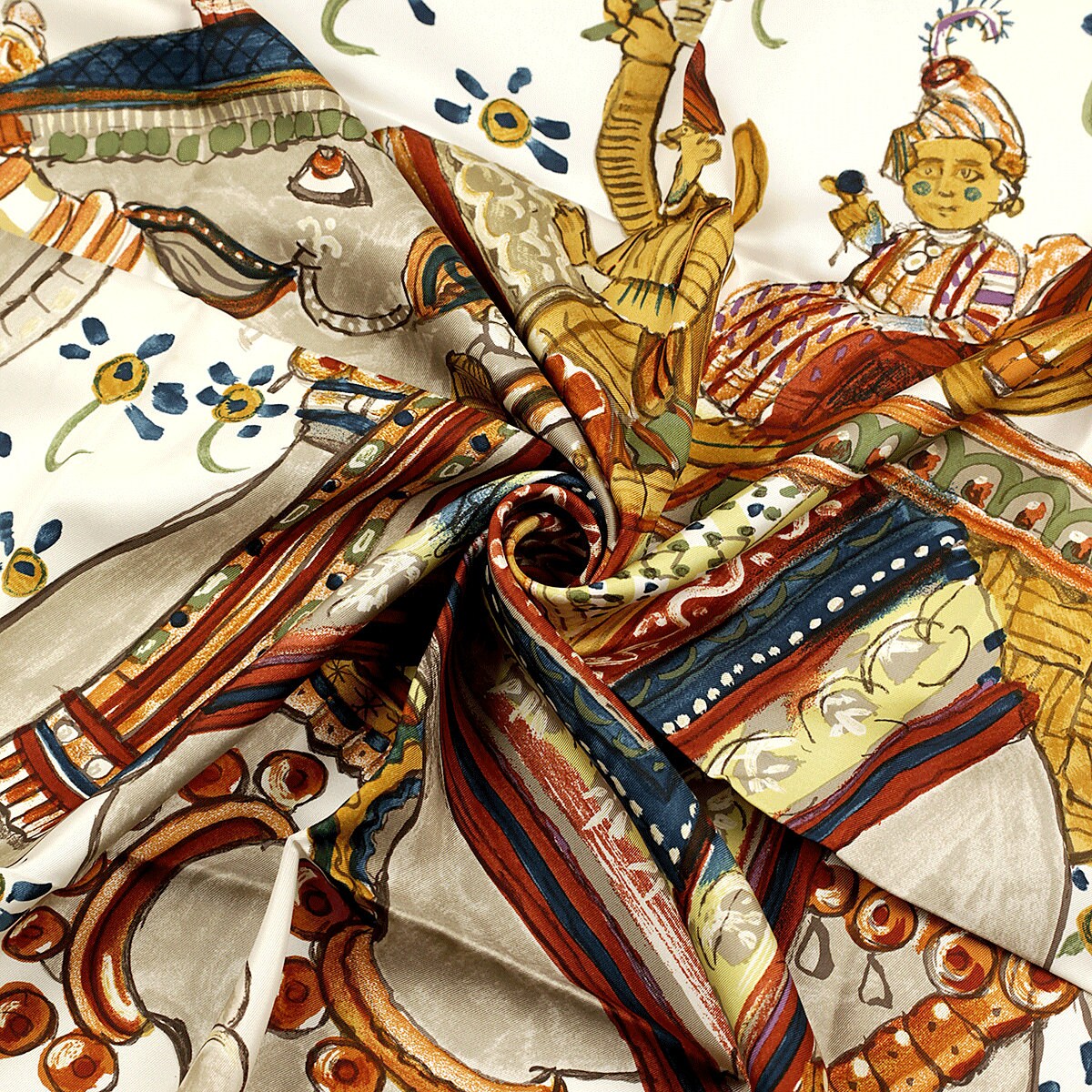 Hermes Scarf "Beloved India" by Philippe Dumas 90cm Silk | Carre Foulard
