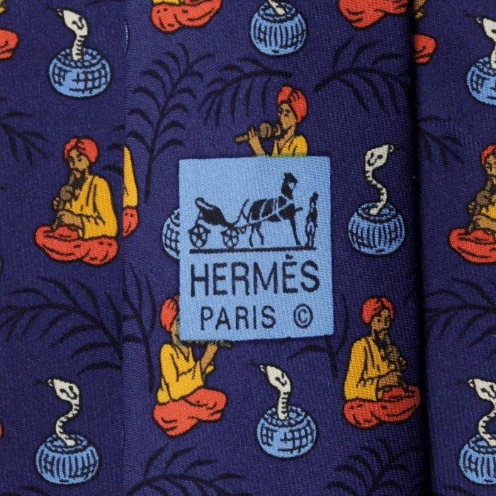 Hermes Men's Silk Tie Snake Charmers Pattern 7485 | Necktie Cravate