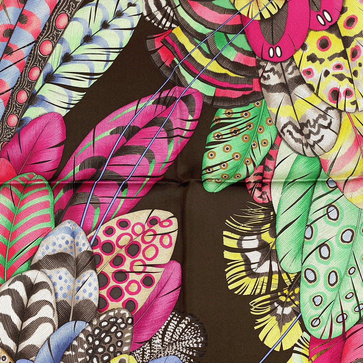 Hermes Scarf "Plumes en Fete" by Aline Honoré 90cm Silk | Carre Foulard