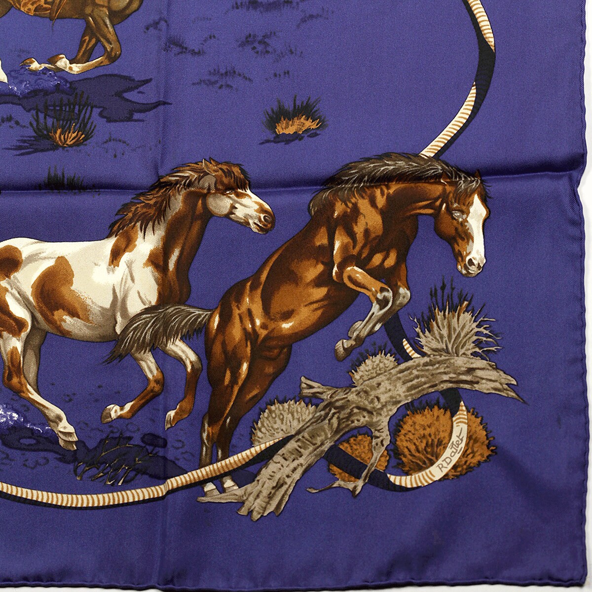Hermes Scarf "Les Mustangs" by Robert Dallet 90cm Silk | Foulard Carre
