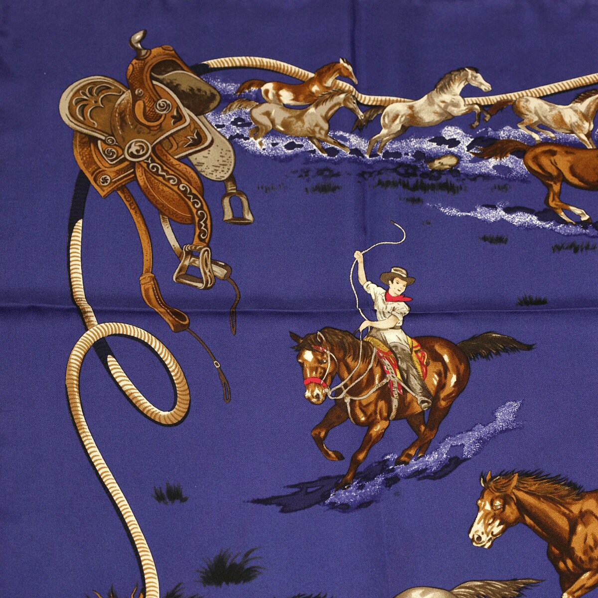 Hermes Scarf "Les Mustangs" by Robert Dallet 90cm Silk | Foulard Carre