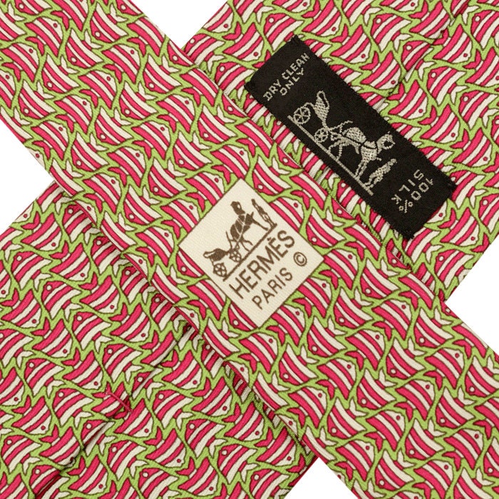 Hermes Men's Silk Tie Whimsical Tropical Fish Pattern 5562 | Necktie Cravate