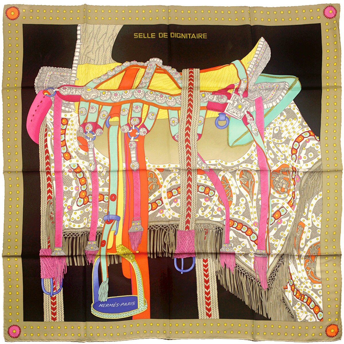 Hermes Scarf "Selle de Dignitaire" by Wlodek Kaminski 90cm Silk
