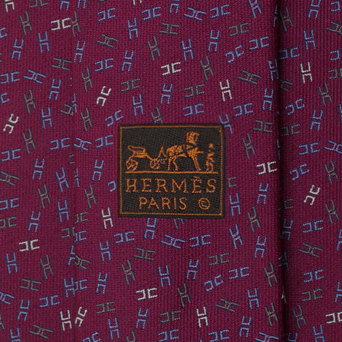 Hermes Men's Heavy Silk Tie H Geometric Pattern 659194T | Necktie Cravate