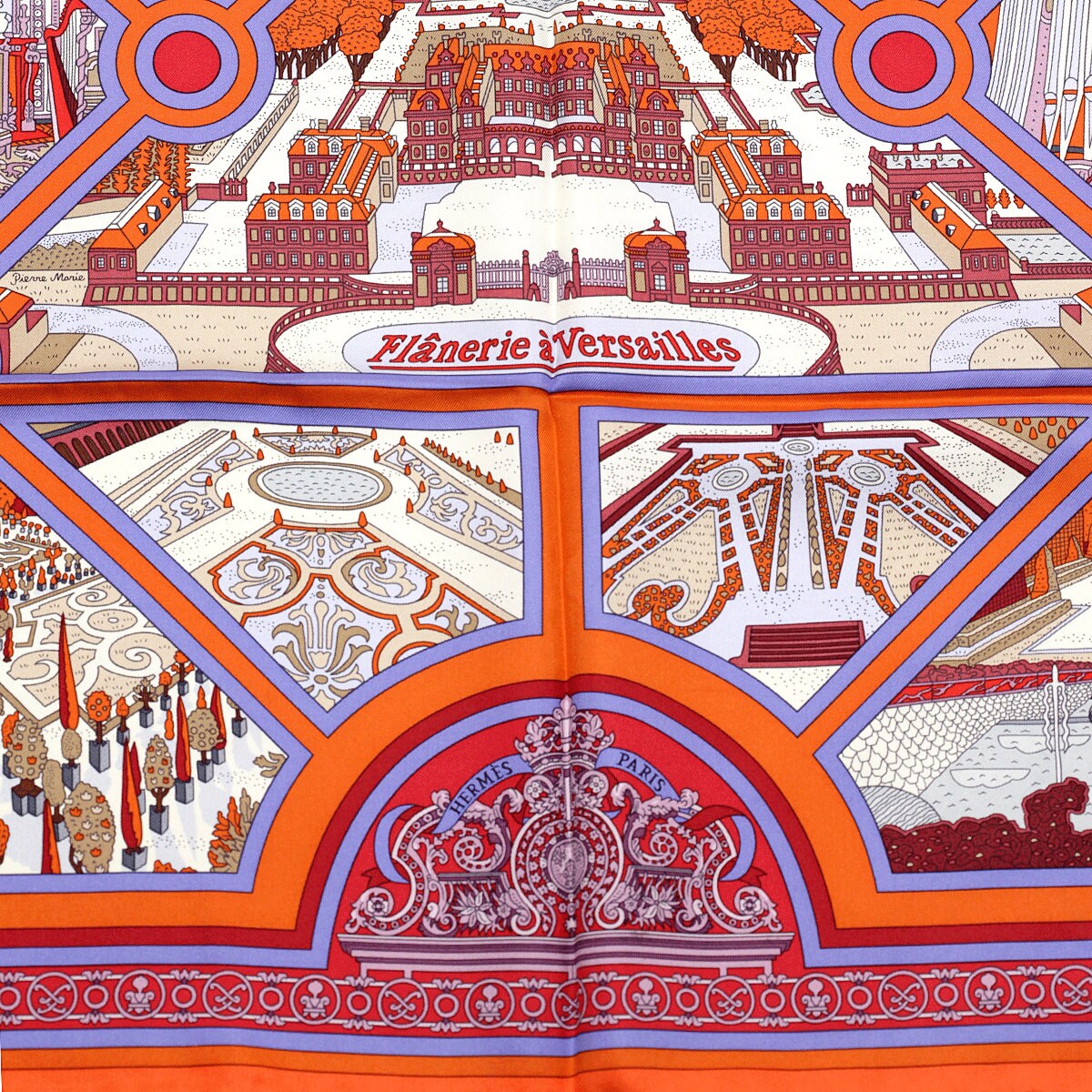 Hermes Scarf "Flanerie a Versailles" by Pierre Marie 90cm Silk | Carre Foulard