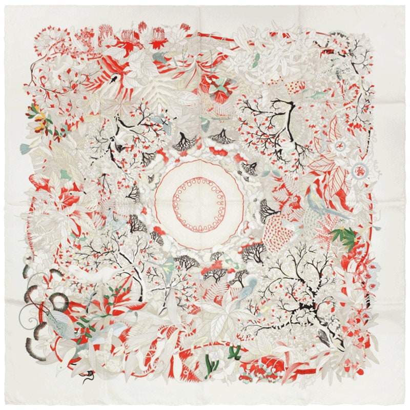 Hermes Scarf "Au Coeur de la Vie" by Aline Honoré 90cm Silk | Carre Foulard