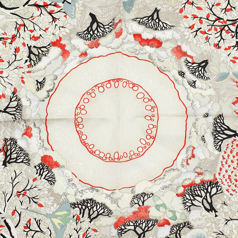Hermes Scarf "Au Coeur de la Vie" by Aline Honoré 90cm Silk | Carre Foulard