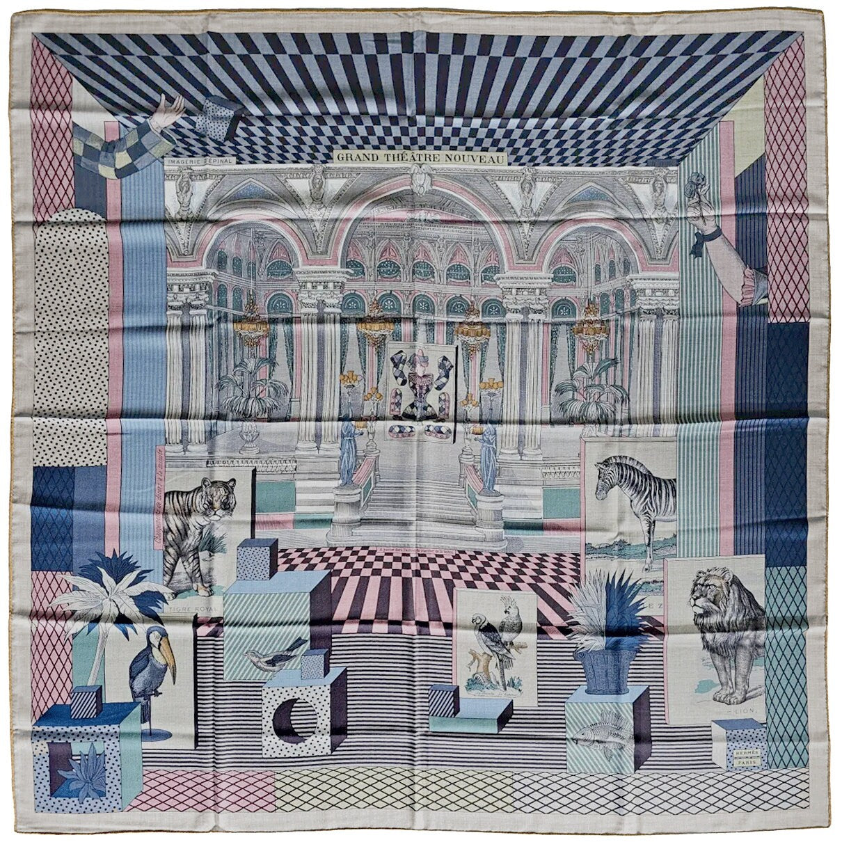 Hermes Cashmere Shawl 140cm GM "Grand Theatre Nouveau" by Giancarlo Pagni | Scarf Carre Foulard