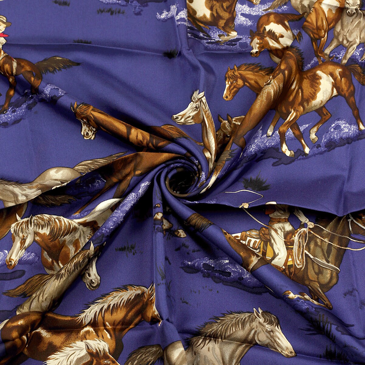 Hermes Scarf "Les Mustangs" by Robert Dallet 90cm Silk | Foulard Carre