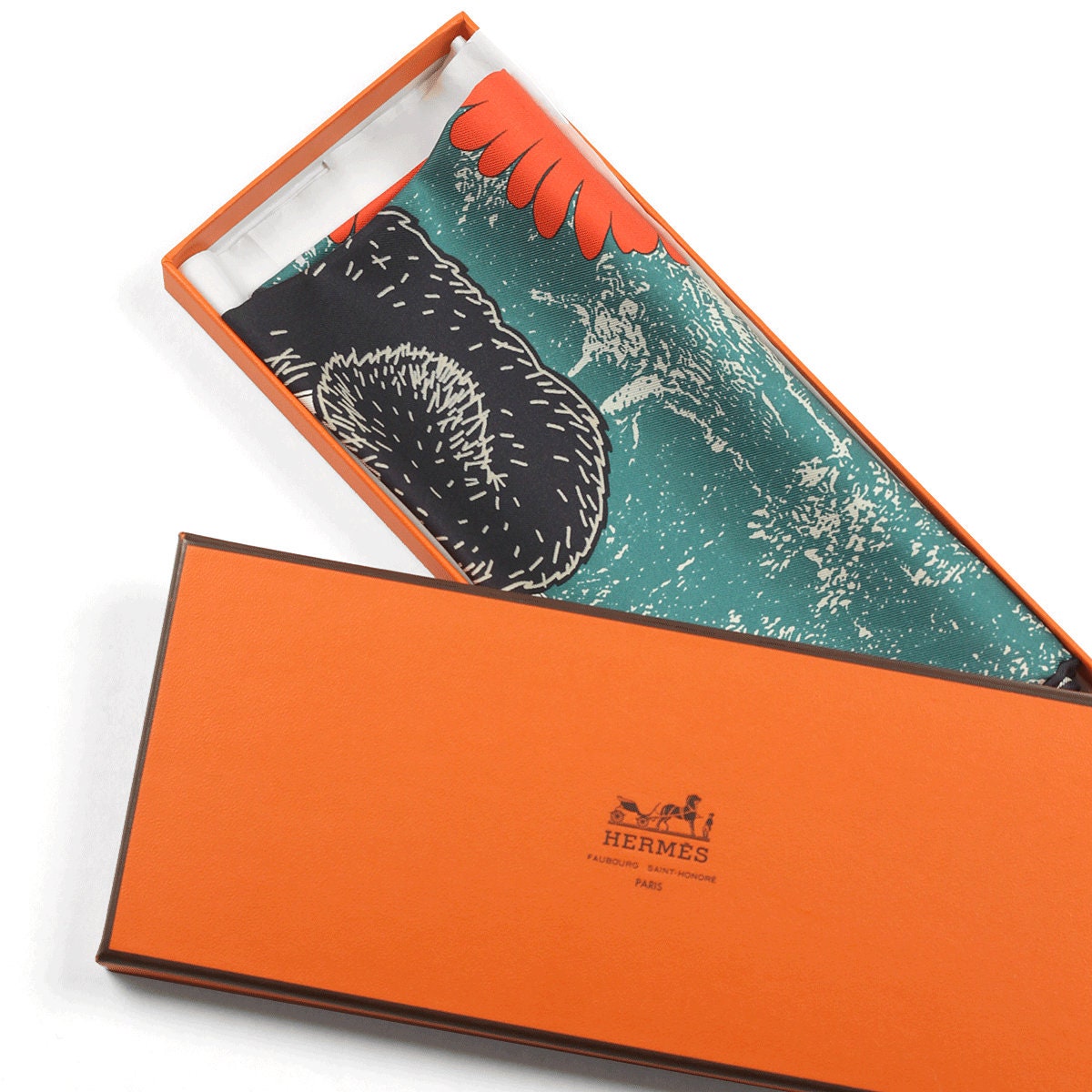 Hermes Scarf 45cm "Amis Pour la Vie" by Agathe Gonnet Silk Gavroche
