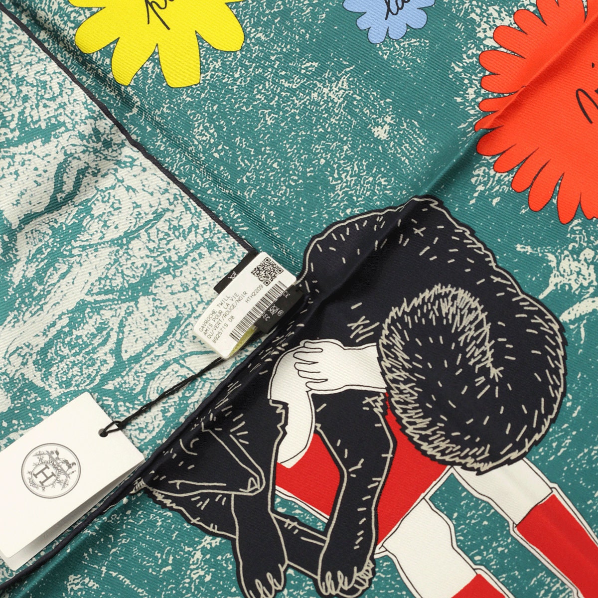 Hermes Scarf 45cm "Amis Pour la Vie" by Agathe Gonnet Silk Gavroche