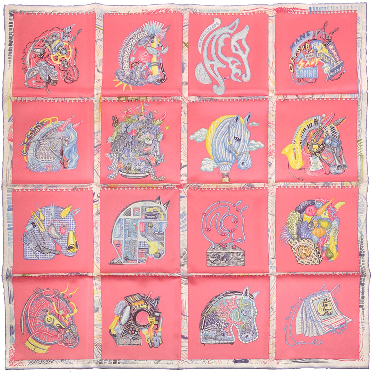 Hermes Scarf "Chevaloscope" by Elias Kafouros 90cm Silk
