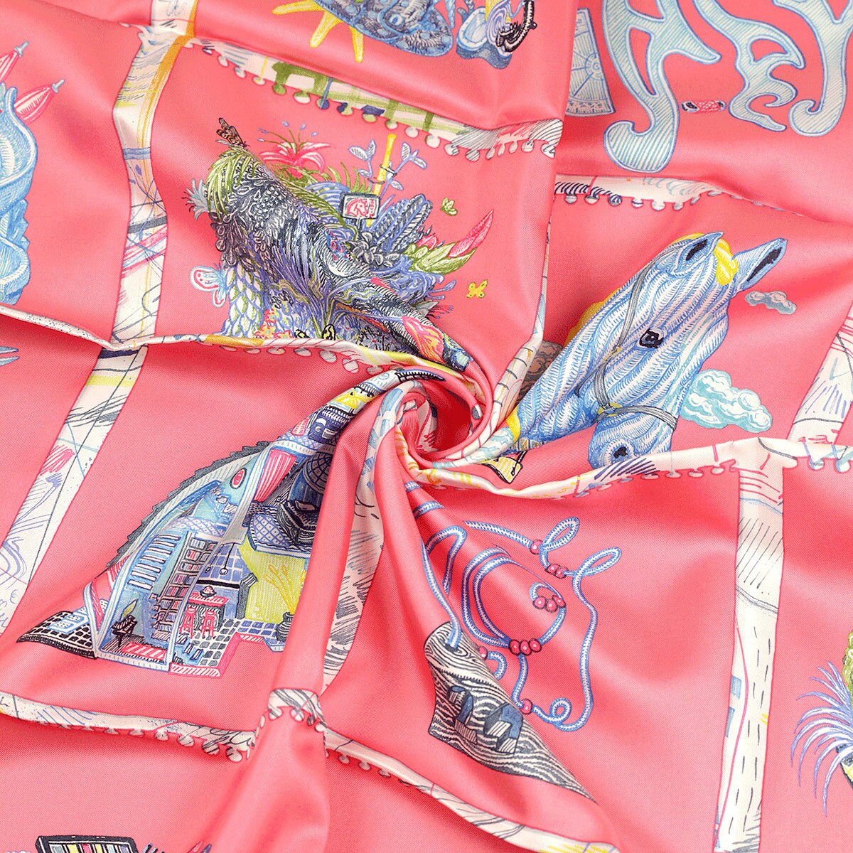 Hermes Scarf "Chevaloscope" by Elias Kafouros 90cm Silk