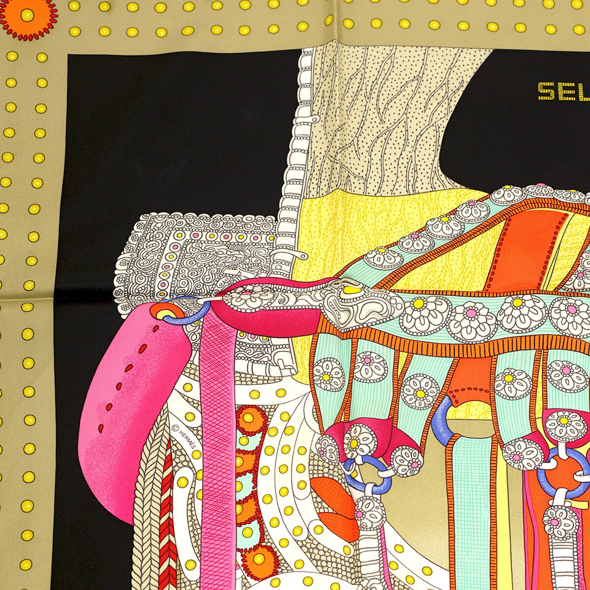 Hermes Scarf "Selle de Dignitaire" by Wlodek Kaminski 90cm Silk