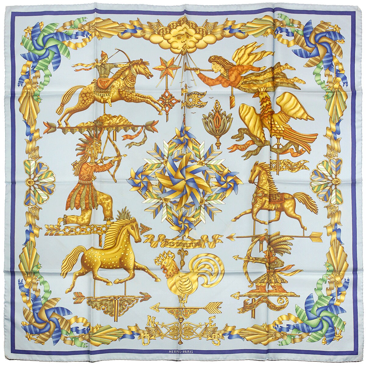 Hermes Scarf "Les Girouettes" by Joachim Metz 90cm Silk | Carre Foulard