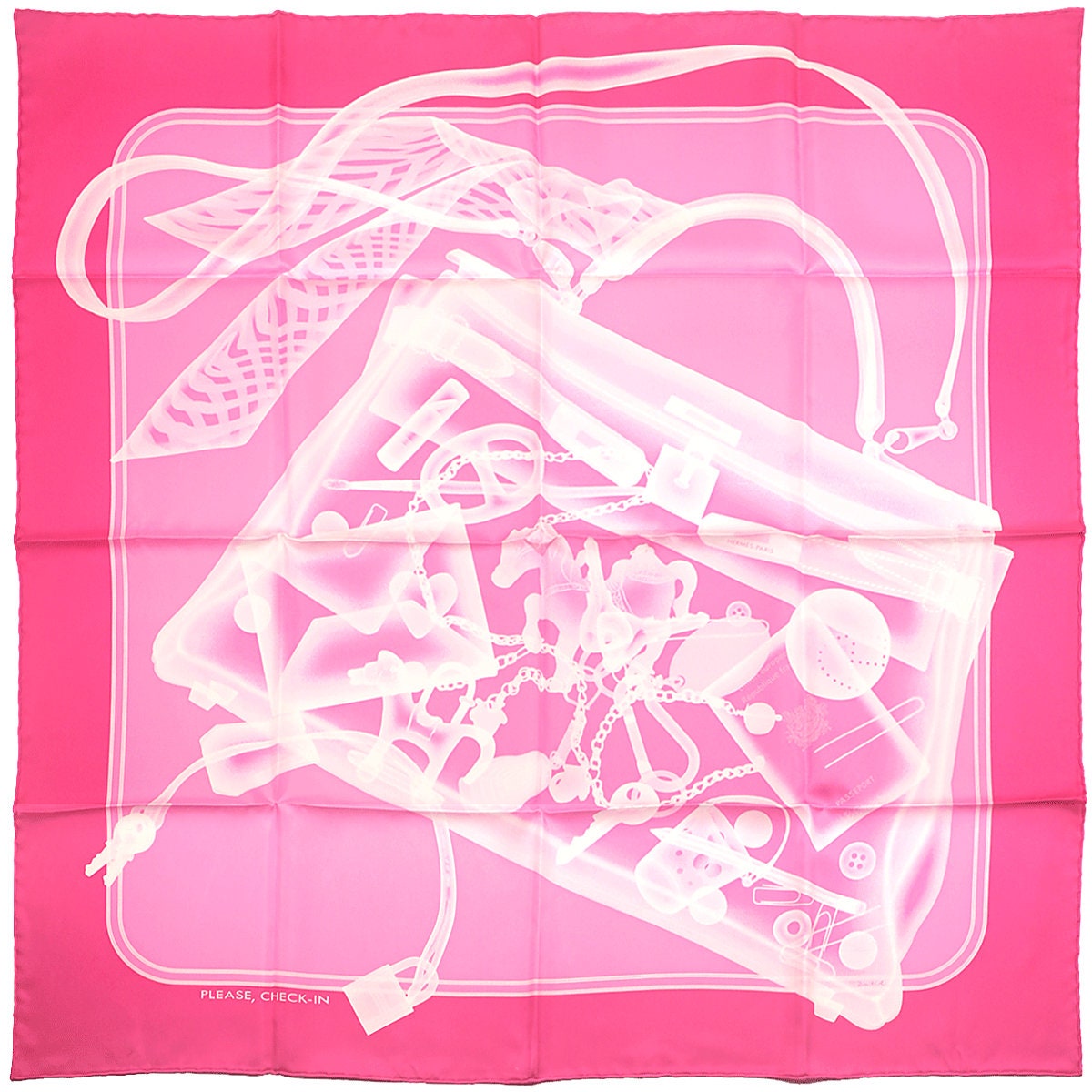 Hermes Scarf "Please Check In" by Dimitri Rybaltchenko 90cm Silk | Foulard Carre
