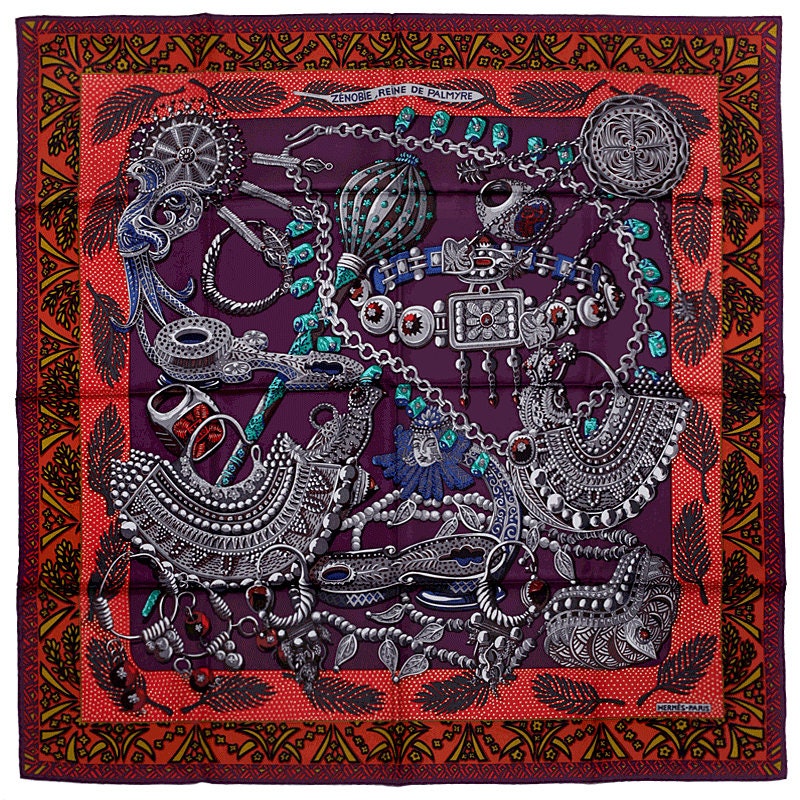 Hermes Scarf "Reine de Palmyre" by Annie Faivre 90cm Silk