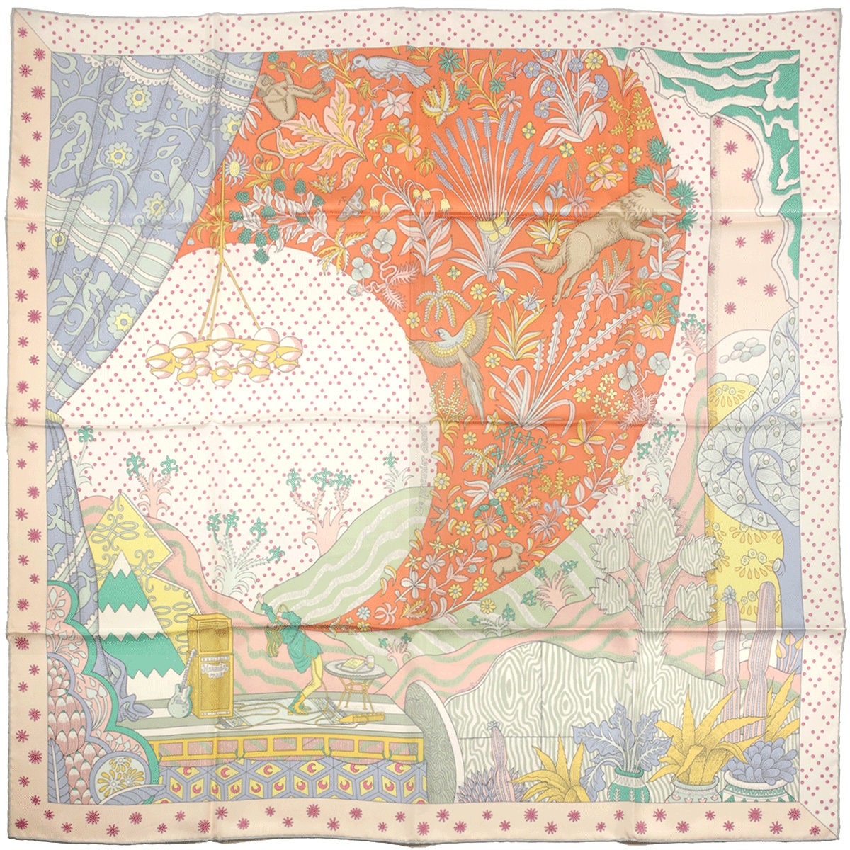 Hermes Scarf "Le Premier Chant" by Sophia Andreotti and Édouard Baribeaud 90cm Silk