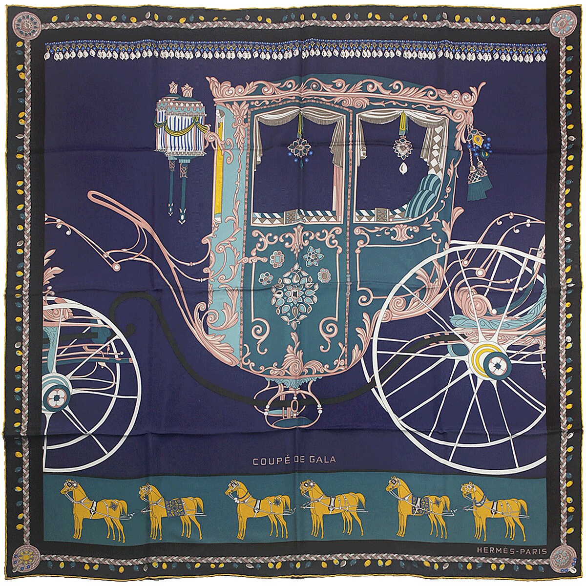 Hermes Scarf "Coupé de Gala" by Wlodek Kaminski 90cm Silk Wash Scarf