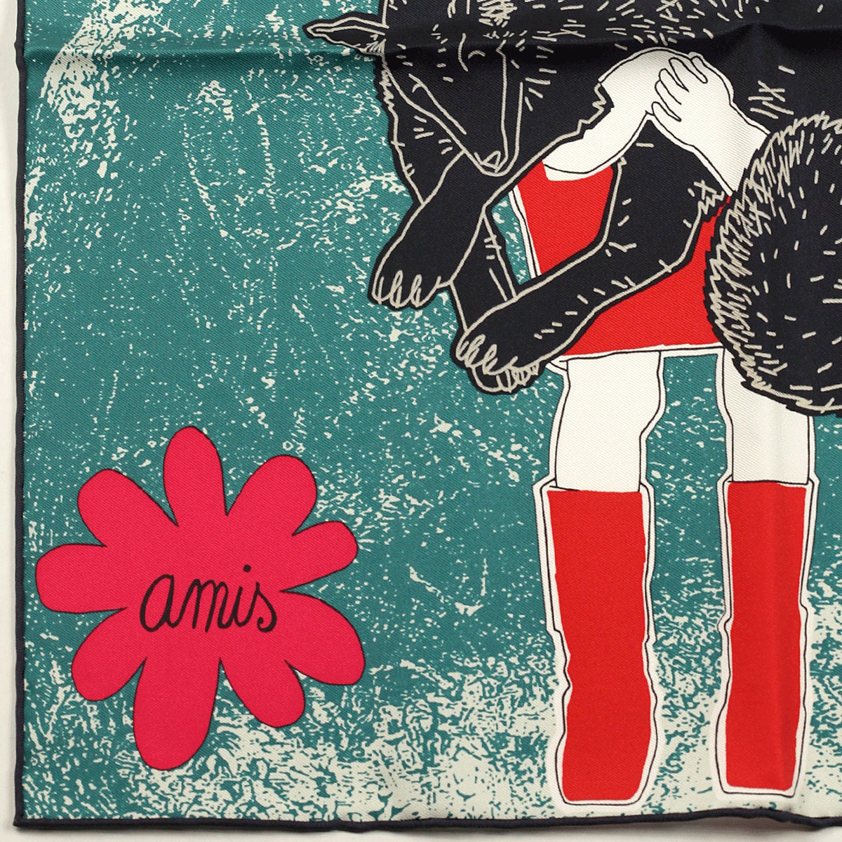 Hermes Scarf 45cm "Amis Pour la Vie" by Agathe Gonnet Silk Gavroche