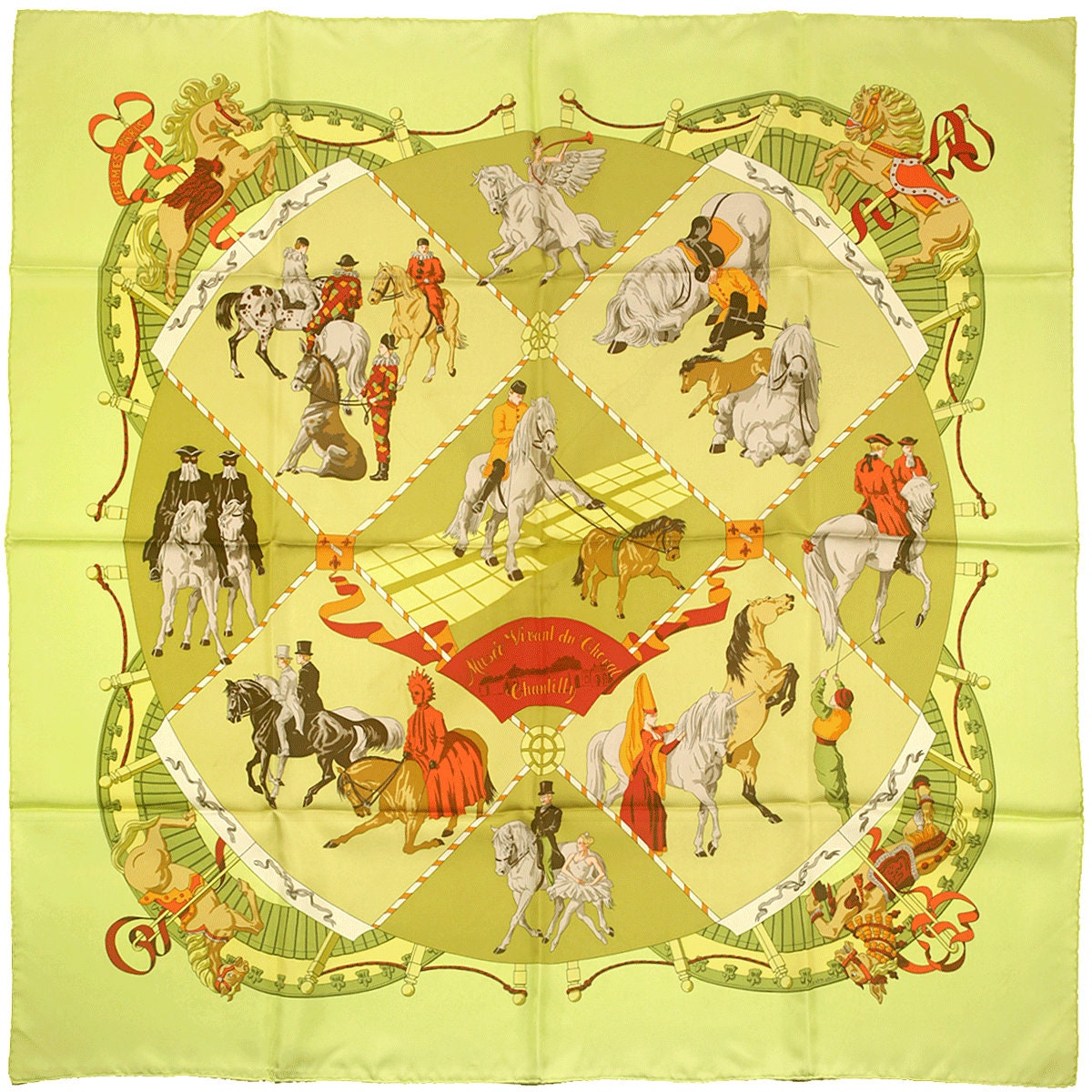 Hermes Scarf "Musee Vivant du Cheval" by Hubert de Watrigant 90cm Silk