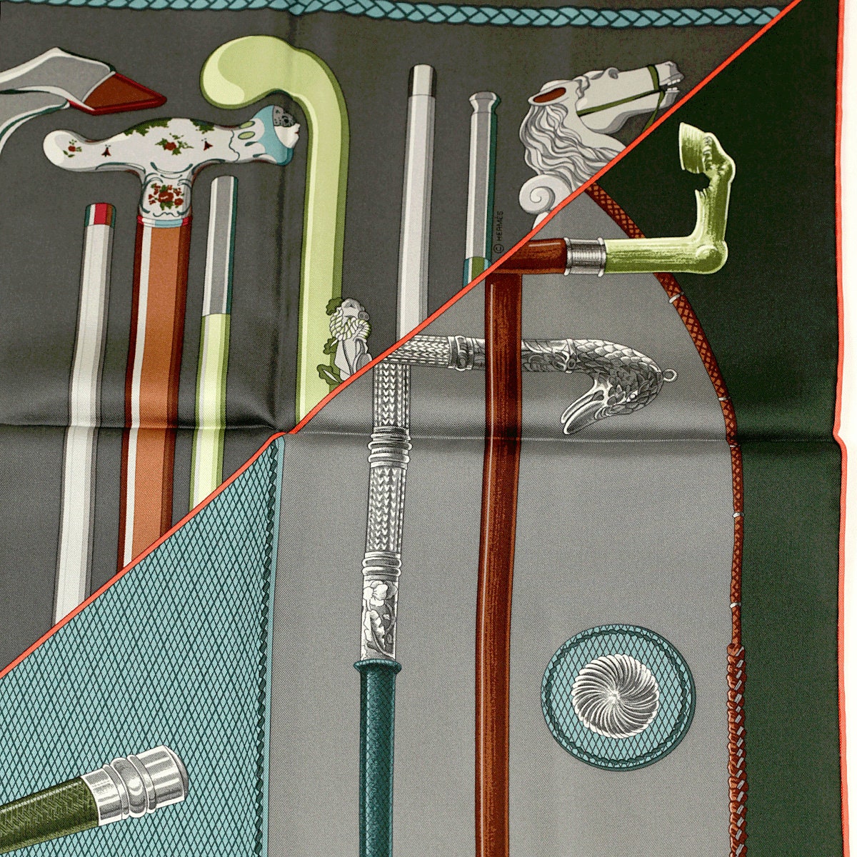 Hermes Scarf "Les Cannes" by Virginie Jamin 90cm Silk