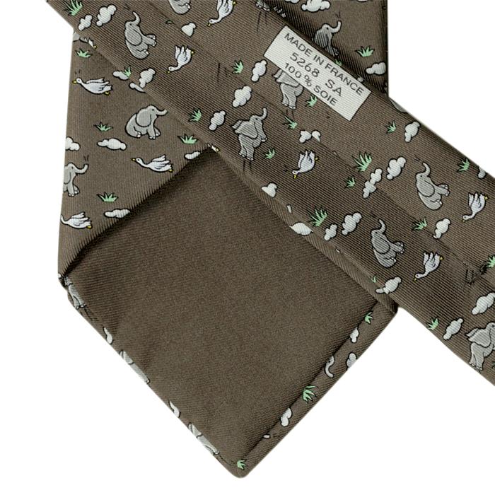 Hermes Men's Silk Tie Whimsical Flying Elephants Pattern 5268 | Necktie Cravate