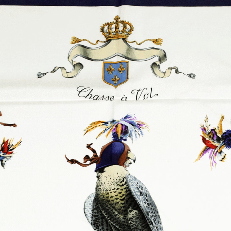 Hermes Scarf "Chasse a Vol" by Henri de Linares 90cm Silk