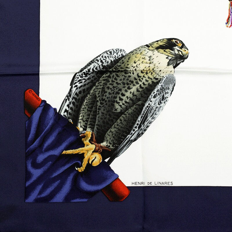 Hermes Scarf "Chasse a Vol" by Henri de Linares 90cm Silk