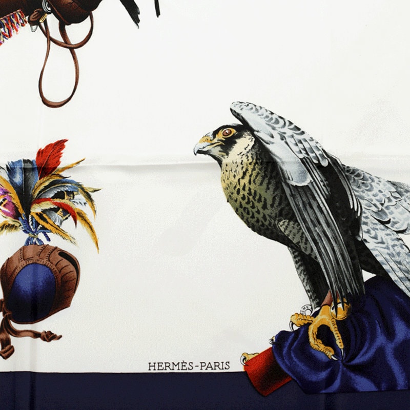 Hermes Scarf "Chasse a Vol" by Henri de Linares 90cm Silk