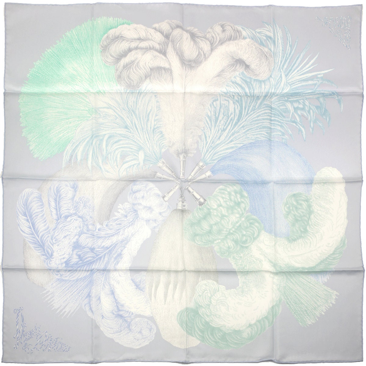Hermes Scarf "Plumets et Panaches" by Florence Manlik 90cm Silk