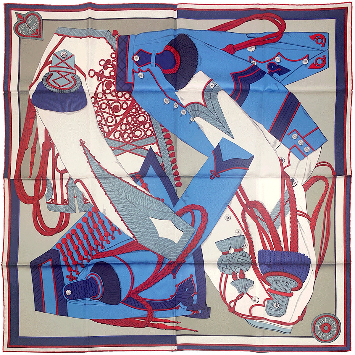 Hermes Scarf "Zouaves et Dragons" by Virginie Jamin 90cm Silk