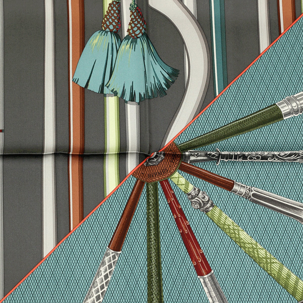 Hermes Scarf "Les Cannes" by Virginie Jamin 90cm Silk