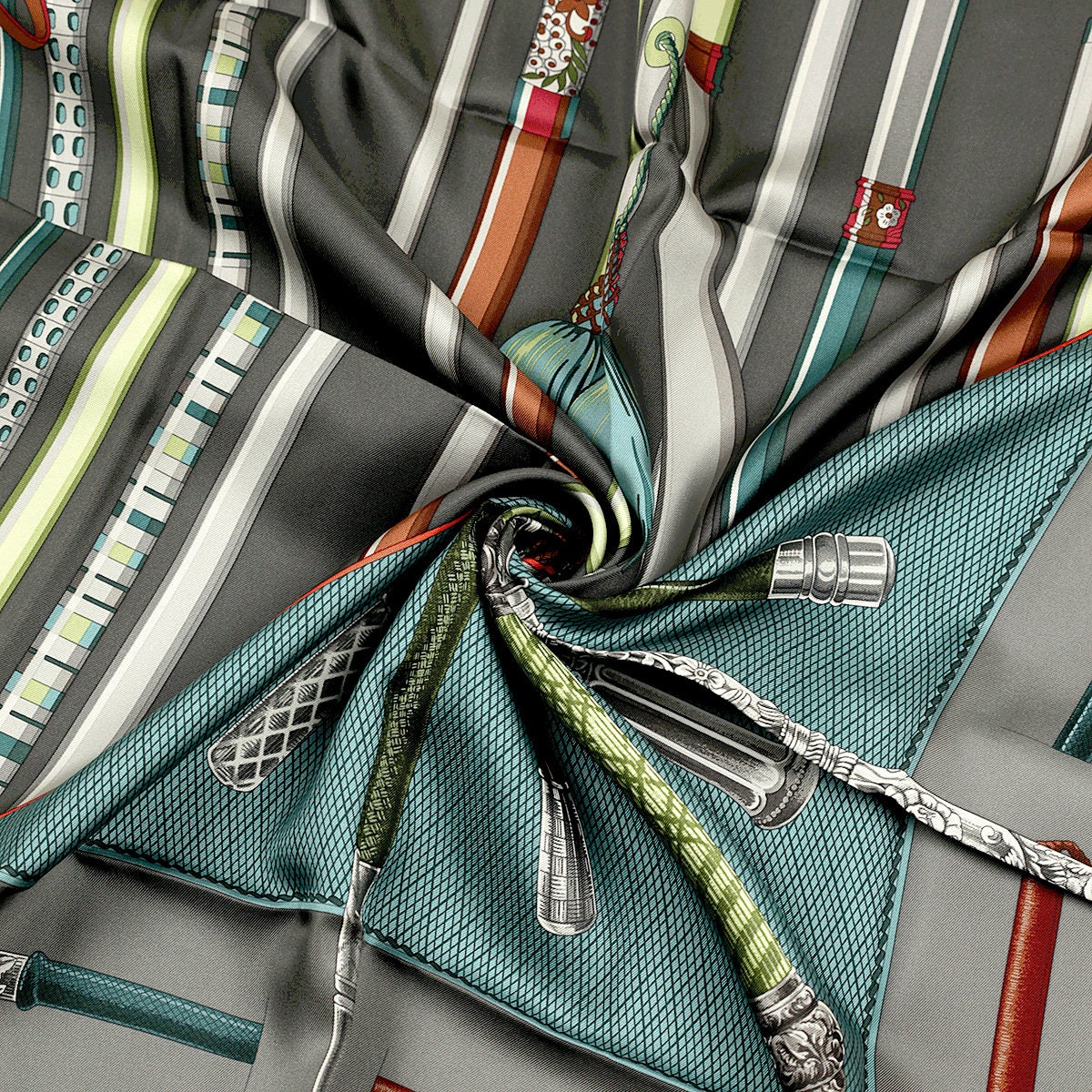 Hermes Scarf "Les Cannes" by Virginie Jamin 90cm Silk