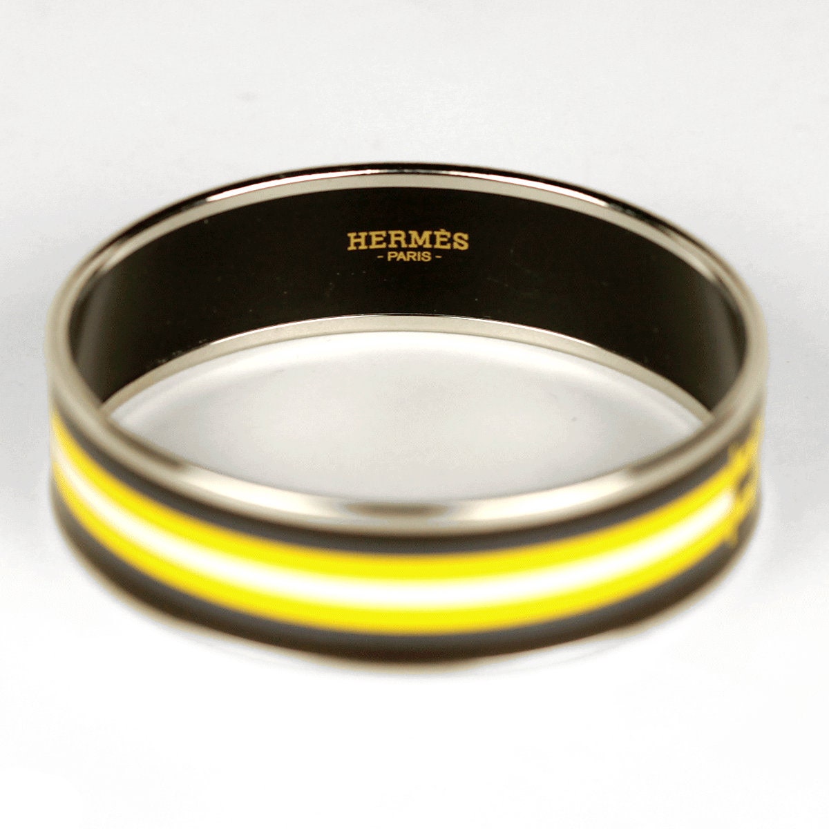 Hermes Bracelet 65 Wide Enamel Palladium Silver | Bangle SHW