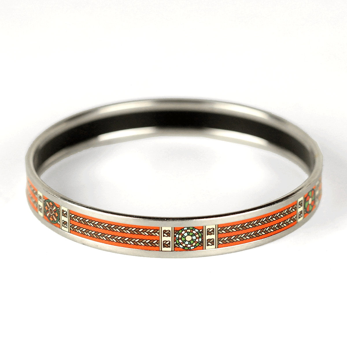 Hermes Bracelet Enamel Palladium Silver 65 Narrow